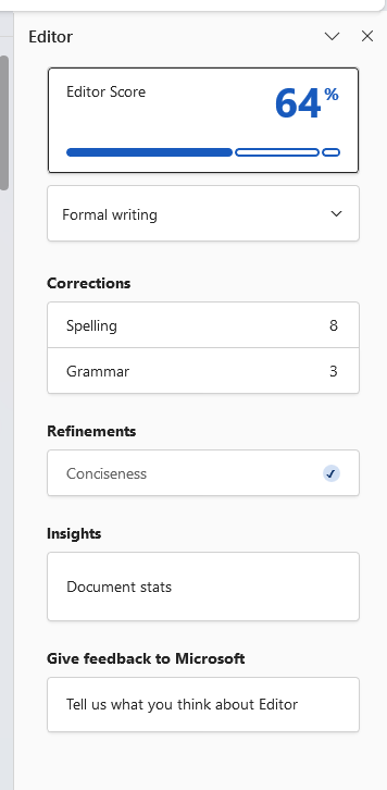 Editor pane in Word